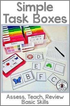 the simple task boxes are filled with letters and numbers