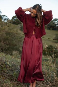 Lysandra Maxi Skirt - Burgundy - Petal & Pup USA Effortless Elegance, A World, A Dream, Maxi Skirt, Satin, My Style, Skirt, Wardrobe, How To Wear