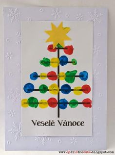 a handprinted christmas tree with the words vesele vanoce on it