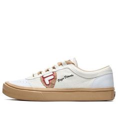 (WMNS) Fila Fusion 'White Brown' T12W125109FSW (SNKR/Skate/Italy/Low Top/Women's) Stylish Sneakers, Skate Shoes, Low Top, Perfect Pair, Womens Tops, Italy, Sneakers, White