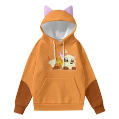 This cute hoodie is perfect for those who want to start their collection of Bread Fox merch! With those cute floppy ears you will be catching a lot of looks!  ● Fabric: Scuba(95% polyester and 5% spandex) ● Regular fit ● SPD level - Low ● Long sleeve, decorative ears, kangaroo pocket ● Printing process: Transfer printing. ● Stitch Color: black or white, automatically matched based on patterns. ● Care Instructions: machine wash cold with similar colors, do not bleach, tumble dry low, do not iron, do not dry clean. ● This product is made on demand, with no minimum order quantity. ● Notice: a variety of factors may cause slight differences between the actual product and the mock-up, including but not limited to colors and precision of elements position. Cute Hoodie With Kangaroo Pocket, Cute Fall Sweatshirt With Kangaroo Pocket, Cute Hoodie Sweatshirt With Kangaroo Pocket, Kawaii Hooded Fleece Sweatshirt, Cute Fleece Hoodie With Cartoon Print, Cute Anime Print Winter Hoodie, Cute Fleece Hoodie With Drawstring, Fox Family, Fox Hoodie