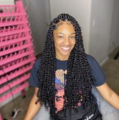 Thick Passion Twists Hairstyle, Goddess Braids Big Forehead, Medium Twist Braids Hairstyles, Big Passion Twists, Twists With Braiding Hair, Girl Braided Hairstyles, Passion Braids, Color Twist