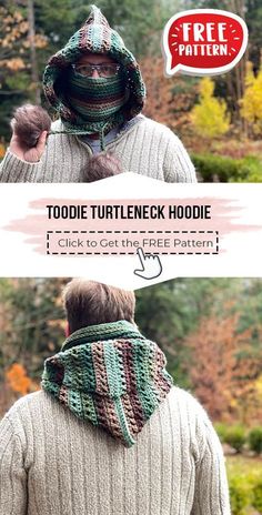 two people wearing knitted hats and scarves with text over them that reads, tootie tuttleneck hoodie