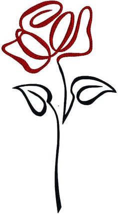 a drawing of a red rose with the word love written in black ink on a white background