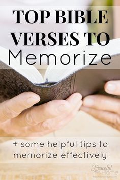 hands holding an open book with the title top bible verses to memoize and some helpful tips to memoize effectively