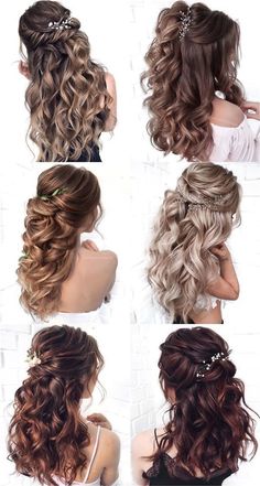 several different styles of curly hair with curls and braids on the sides, all in various