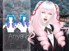 Anya Hair, Sims Lookbook, Gyaru Hair, Ts4 Hair, Cc Hair, Sims 4 Anime, Sims 4 Expansions, Tumblr Sims 4, Sims 4 Dresses