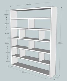 an image of a bookcase with measurements for the shelves and doors on each side