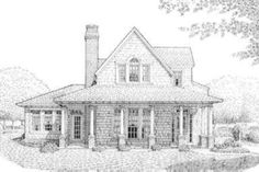 this is an artist's rendering of the front elevation of these country house plans