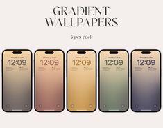 four iphones with the text, graden wallpapers 3 pack in different colors