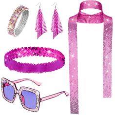 PRICES MAY VARY. Disco Costume Set: you're provided with 1 set of y2k accessories, including 1 piece of glitter neck scarf, 1 piece of y2k headbands, 1 piece of coil bracelet, and 1 piece of rectangle sunglasses; 1 pair of long earrings; The set can provide a nice matching choice to your 60s 70s party costume Wide Applications: these disco accessories can show the vintage style of the 60s and 70s, are widely applicable for disco parties, festivals, Christmas parties, celebrations, stage performa 70s Disco Jewelry, Disco Glam Jewelry, 70s Accessories Jewelry Disco, Disco Jewelry 70's, Disco Night Jewelry, 70s Accessories, Look Disco, Disco Costume, Sequin Scarf