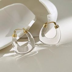 TAVIMART - New Transparent Resin Geometric Hoop Earrings for Women Stainless Steel Circle Ear Buckle Hoops with Natural Stone Charms Gifts Modern Small Hoop Clear Jewelry, Modern Small Hoop Jewelry In Clear, Modern Clear Small Hoop Jewelry, Trendy Clear Hoop Earrings, Trendy Clear Hoop Earrings As Gift, Trendy Clear Hoop Earrings, Perfect As Gift, Modern Clear Hoop Earrings, Modern Clear Hoop Earrings For Pierced Ears, Clear Hoop Earrings For Party