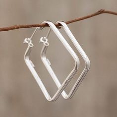 Sterling silver hoop earrings, 'Goddess of Fertility' - Modern Handmade Silver Hoop Earrings Goddess Of Fertility, Modern Chic Design, Paw Print Jewelry, Original Jewelry Design, Handcrafted Silver Jewelry, Ribbon Jewelry, Printed Jewelry, Sterling Silver Hoop Earrings, Sterling Silver Hoops