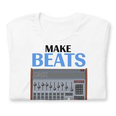 DMX "Make Beats Not War" Unisex T-Shirt Embrace nostalgia with this "Make Beats Not War" DMX inspired design. This vintage drum machine t-shirt sports a humorous twist, effortlessly blending the old-school charm with an upbeat message. A perfect choice for beat enthusiasts and vintage drum machine lovers alike. Additional Information This t-shirt is everything you've dreamed of and more. It feels soft and lightweight, with the right amount of stretch. It's comfortable and flattering for all. • 1 White Music-themed T-shirt With Graphic Design, White Music-themed T-shirt With Text Print, Music-themed White T-shirt With Graphic Design, White Music-themed T-shirt For Fans, White Music-themed Graphic T-shirt, Music-themed White Graphic T-shirt, White Music-themed Fan Merchandise T-shirt, Charm School, Online Accounting