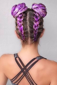 Color Braided Hair, Cute Cheerleading Hairstyles, Hairstyles Concert, Rave Hairstyles, Rave Braids, Festival Braids, Concert Hairstyles, Competition Hair, Cheerleading Hairstyles