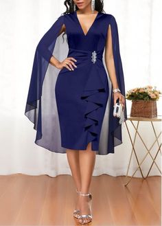 Color:Navy;Size:XL;Size:XXL;Package Contents:1 X Dress;Occasion:Other;Style:Bohemian; V Neck Black Dress, Latest Dress For Women, Plum Dress, Marine Uniform, Fashion Dresses Online, Sleeveless Bodycon Dress, Neck Bodycon Dress, Round Neck Dresses, Cape Dress