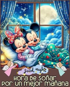 mickey and minnie kissing in bed at night