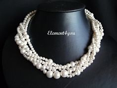 Bridal Necklace. Pearl Wedding Necklace. Ivory by Element4you Cream Beaded Pearl Necklace For Wedding, White Round Beads Bridal Necklace, White Bridal Necklace With Round Pearl Beads, Bridal White Necklace With Round Pearl Beads, Classic White Beaded Bridal Necklace, Classic White Bridal Necklace For Mother Of The Bride, Classic Bridal Necklace With Round Beads, Classic Bridal Necklace With Round Beads For Wedding, White Bridal Necklace With Round Beads For Anniversary