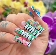 Spring Acrylic Nails, Acrylic Nail Set, Long Nail Designs, Colored Acrylic Nails, Really Cute Nails, Dope Nail Designs, Unique Acrylic Nails, Get Nails, Long Square Acrylic Nails