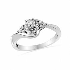 Pledge your love to her with this sweet promise ring. Dainty and darling, this sterling silver style sparkles with a rounded frame set with shimmering diamonds at its center, while trios of accent diamonds flank each side. Radiant with 1/5 ct. t.w. of diamonds and a bright polished shine, this ring is certain to win her heart. Custom made to fit her ring size. Sterling silver rings cannot be resized after purchase. Wedding Rings Diamond, Fine Silver Jewelry, Peoples Jewellers, Rings Diamond, Local Jewelry, Rings Wedding, Bridal Jewelry Sets, Gold Jewelry Fashion, Diamond Cluster