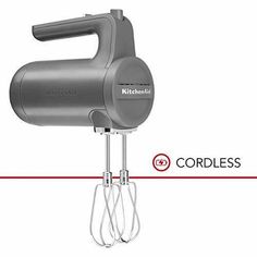 an image of a kitchen aid mixer with the words cordless on it and red lines