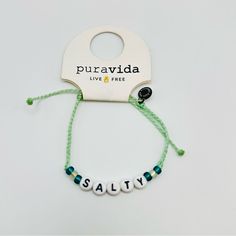 Pura Vida Bracelet - Nwt Casual Personalized Jewelry For Vacation, Personalized Bracelets For Everyday Summer Wear, Casual Personalized Bracelets For Vacation, Casual Everyday Letter Beads Jewelry, White Summer Bracelets For Everyday, Casual Personalized Jewelry For Beach, Casual Personalized Beach Jewelry, Personalized White Jewelry For Vacation, Personalized White Casual Friendship Bracelets