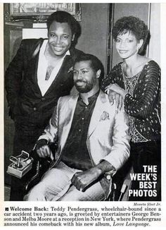 an old photo of two men and a woman in front of a poster for the week's best photos