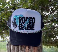 ❤️ Material: 100 % Polyester Hat Unique Patches ❤️Size: One Size Adult Hat  It is SnapBack so it is adjustable from 20"-23.5" ❤️Mesh Back ❤️This custom trucker is the perfect unique gift! ❤️ Free shipping on orders over $35.00 ❤️All orders include tracking Trendy Adjustable Snapback Hat For Country Events, Cute Adjustable Hats For Festivals, Cute Adjustable Festival Hats, Cute Festival Hats One Size Fits Most, Cute Adjustable Mini Hats For Festivals, Rodeo Girls, Custom Trucker Hats, Patch Hat, Hat Custom