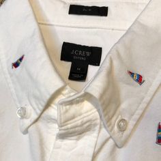 100% Cotton Oxford Cloth Slim Fit Size M White With Primary Colored Embroidered Sailboats Ls No Stains!! Like New Without Tags! Casual Embroidered Collared Shirt, White Embroidered Casual Shirt, Casual White Embroidered Shirt, Casual Embroidered Shirt With Spread Collar, White Button-up Preppy Shirt, Preppy White Button-up Shirt, White Preppy Shirt With Button Closure, Crew Shirt, Sailboats