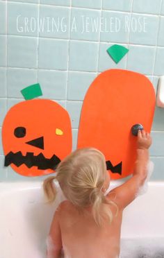 Use craft foam to make fun pumpkin decorating kits.  These are great on windows and at bath time and the craft foam is SO CHEAP! #kids #play #DIY #KidsFun #ece #toddlers Decorate Pumpkins, Pumpkin Decorating Kits, Halloween Bath, Kid Halloween, Foam Paper, Fall Activity, Fun Pumpkins, Craft Foam, Halloween Activities For Kids