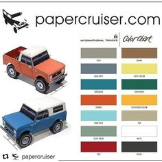 papercruiser com's color chart for the jeep