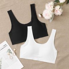 Marca: shein Blanco y Negro Simple Nylon Liso Conjuntos Elástico Alto Sujetador de Talla Grande, size features are:Bust: ,Length: ,Sleeve Length: Colores: Negro,Blanco Orange Bralette, Shein Fits, Corset Bra, Black Lace Bra, White Sports Bra, Leather Corset, Bodysuit Lingerie, Plus Size Bra, Black Bralette