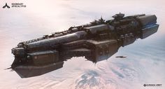 an alien ship floating on top of snow covered ground