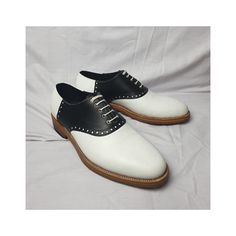 Title: New Fashion Men's Custom Made White & Black Leather Lace Up Formal Brogue Party Wear Oxford Dress Shoes Description: We are making real handmade products. Our Shoes Manufacturing Depends upon Five steps. 1. Shoe Size Tree 2. Design Maker 3. Upper Maker Man 4. Bottom Maker Man 5. Finish Man We are making all types of shoes and boots. Our shoes and boots made up of genuine leather. 1.  Upper is fully tanned Cow Hide. 2. Inner Sole is made up of Genuine Leather. 3. Lining soft calf Leather. White Leather Shoes With Round Toe For Party, White Round Toe Leather Shoes For Party, White Round Toe Leather Party Shoes, White Round Toe Oxfords For Party, White Pointed Toe Leather Shoes For Party, White Almond Toe Dress Shoes For Party, Plain Toe Oxfords With Rubber Sole For Party, Party Dress Shoes With Brogue Detailing And Plain Toe, Party Dress Shoes With Brogue Detailing