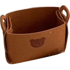 a brown leather bag with a bear on it