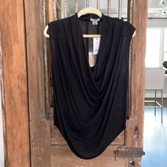 Black Retail- $125 Helmut Lang Top, Turtleneck Tank Top, Black Clothes, Top Sewing, Fall Lookbook, Draped Blouse, Digital Closet, Asymmetrical Blouse, Printed Tunic Tops