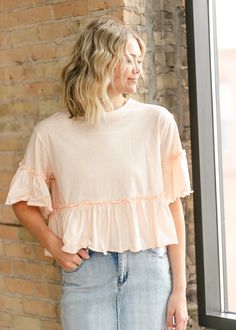 Taytum Ruffle Sleeve Tunic Top FF Tops Church Outfit Summer, Modest Top, Church Outfit, Christmas Board, Modest Fits, Spring Capsule Wardrobe, Pretty Shirts, School Clothes, Dream Style