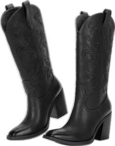 Casual Black Boots For Western-themed Events, Black Country Style Boots With Round Toe, Country Style Black Round Toe Boots, Winter Rodeo Black Mid-calf Boots, Black Mid-calf Boots For Winter Rodeo, Black Mid-calf Boots For Rodeo And Winter, Black Mid-calf Boots For Rodeo In Winter, Western Style Black Wide Calf Mid-calf Boots, Western Style Black Mid-calf Boots With Wide Calf