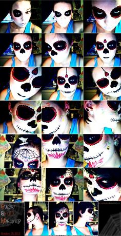 DIY Makeup instructions for Horror or Glamour Sugar Skull Makeup Tutorial, Skull Makeup Tutorial, Den Mrtvých, Makeup Tutorial Step By Step