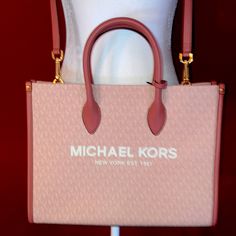 Michael Kors Mirella Medium Tote Bag Purse Color: Pink *Color In This Size, Always Out Of Stock Detachable Shoulder Band New With Tags, Original Card Etc. Mint Condition ***Free Ship On This Item Bundle Discounts: Offers On Bundled Clothing Accepted 25% Off 3+ Items Auto Discounts Upon “Adding To Bundle” 3 Items+ Orders $150+ Free Ship Thank You For Looking & Sharing Peace & Love ***Ladykassandra Leopard Purse, Medium Tote Bag, Michael Kors Satchel, Michael Kors Tote Bags, Satchel Tote Bag, Michael Kors Shoulder Bag, Mk Bags, Brown Leather Totes, Large Leather Tote