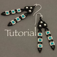 the beaded earrings are black, white and blue