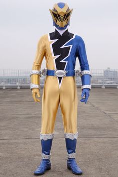 an inflatable power ranger standing on the ground