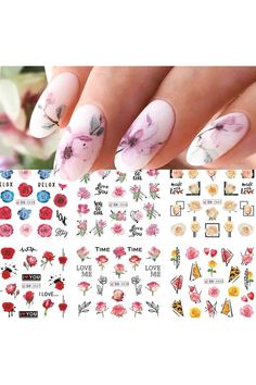 Flower Nail Art Stickers Water Transfer Rose Nail Art Decals Watercolor Blossom Rose Nail Art Design Spring Flower Rose Floral Design for Women Manicure Tips Nail Decoration-12 Sheets Rose Nail Art, Manicure Tips, Rose Nails, Flower Nail Art, Nail Decorations, Flower Nails, Nail Tips