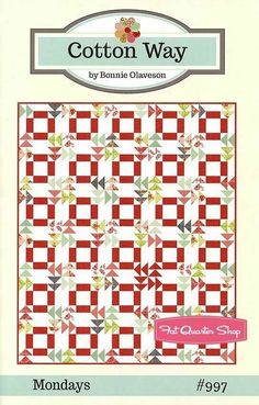 a book cover with an image of a red and white quilt