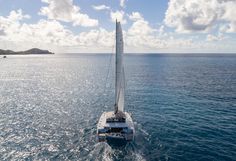 a catamaran sailing in the open ocean