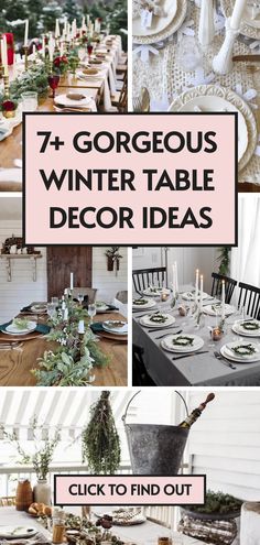 7 winter table decor ideas Rustic Winter Table Decor, Winter Table Decor Ideas, Winter Tablescapes Ideas, Winter Table Centerpieces For Home, January Table Decorations, January Tablescapes, Winter Dining Room Table Decor, Winter Dining Table Decor