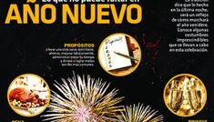 an advertisement with pictures of fireworks and other things to eat on the table in spanish