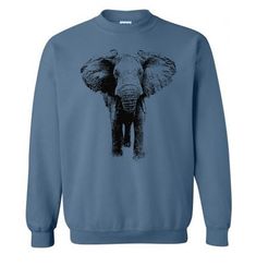 Elephant Sweater - Unisex Fleece Pullover Sweatshirt - Unisex - Men Womens Elephant Sweatshirt - Ele Gray Long Sleeve Sweatshirt With Screen Print, Winter Pre-shrunk Crew Neck Sweatshirt, Pre-shrunk Winter Sweater For Streetwear, Winter Pre-shrunk Sweater For Streetwear, Pre-shrunk Sweater For Winter Streetwear, Gray Fleece Sweatshirt With Graphic Print, Blue Sweatshirt With Screen Print For Winter, Winter Blue Sweatshirt With Screen Print, Winter Streetwear Pre-shrunk Sweater