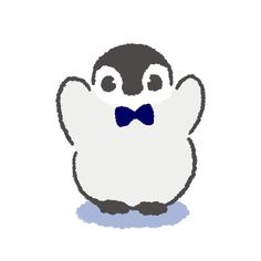 a penguin with a blue bow tie on