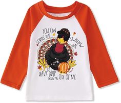 Product details
Fabric typeCotton Blend
Care instructionsMachine Wash
OriginImported
Closure typePull On
Country of OriginChina
About this item
🦃【Material】: The toddler thanksgiving shirt is made of high-quality cotton blend, soft, breathable, and comfortable. Funny thanksgiving turkey shirt, suitable for fall, spring, and winter.
🦃【Design】: Toddler baby Thanksgiving long sleeve t-shirts, baby girls boys fall shirt, funny thankful peace sign turkey hand graphic, cute colorful gobble letter print, classic crewneck, casual raglan long sleeve shirts. Toddler gobble gobble shirt, baby thanksgiving turkey t-shirt, cute and stylish! Hand Graphic, Gobble Gobble